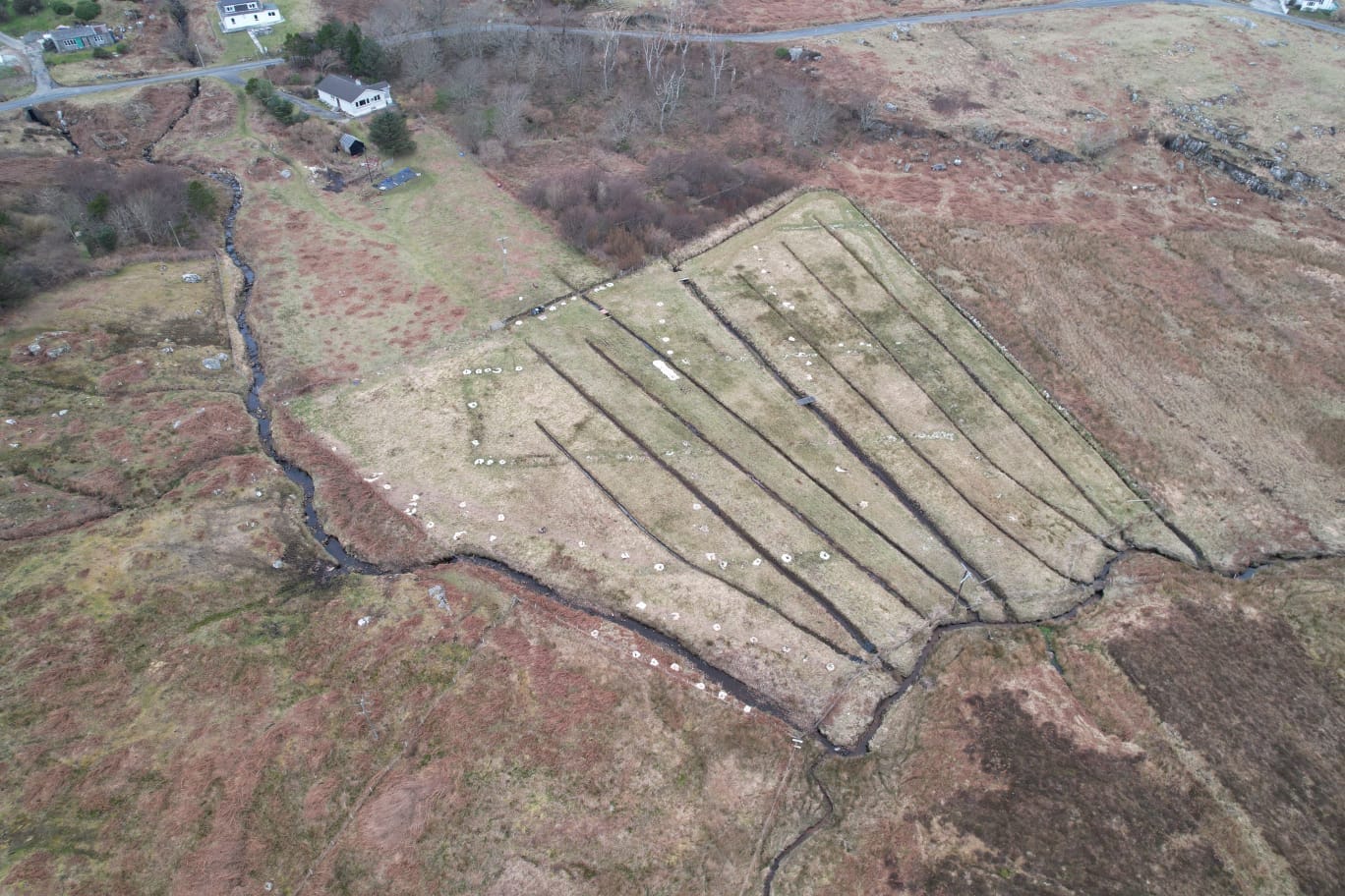 Aerial view of Barra Woodview and its fully fenced croft